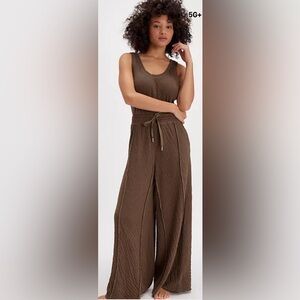 Brown Sleeveless Jumpsuit